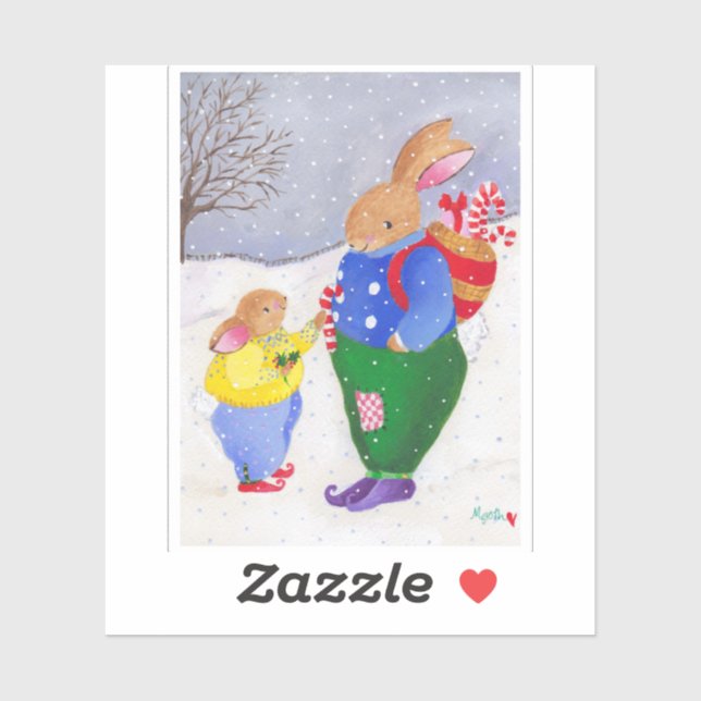 Adesivo do Coelho Natal (Folha)