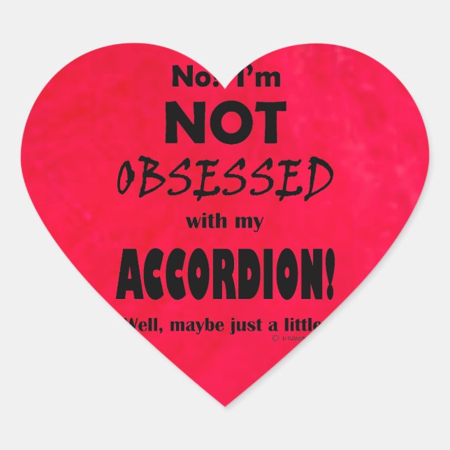 Adesivo do Coração Acordeão Obcecado (Frente)