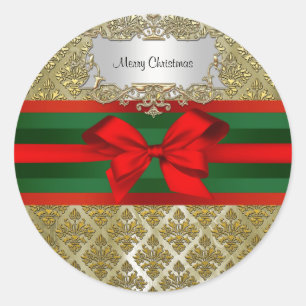 Adesivo Do damasco Dourado de Champagne do vintage Xmas