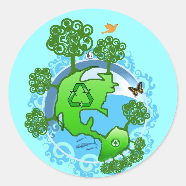 Adesivo do Dia da Terra Reciclar (Frente)