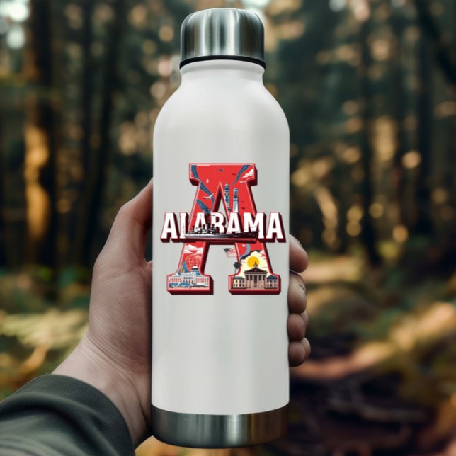 Adesivo do Estado do Alabama | Desenho de Pontos T (Alabama State Sticker | Landmarks & History Design by PiggyPrint Stickers. )