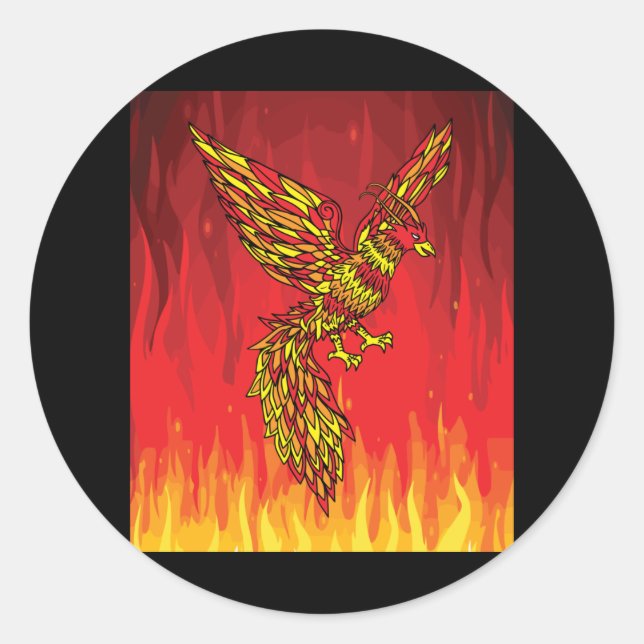 Adesivo Do Fogo E Chama O Pássaro Phoenix (Frente)