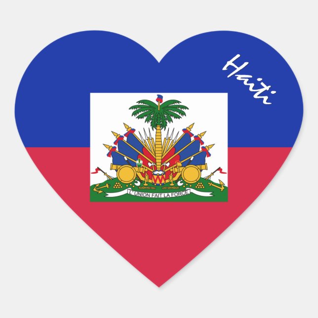 Adesivo do Haiti, Coração, Bandeira Haitiana Patri (Frente)