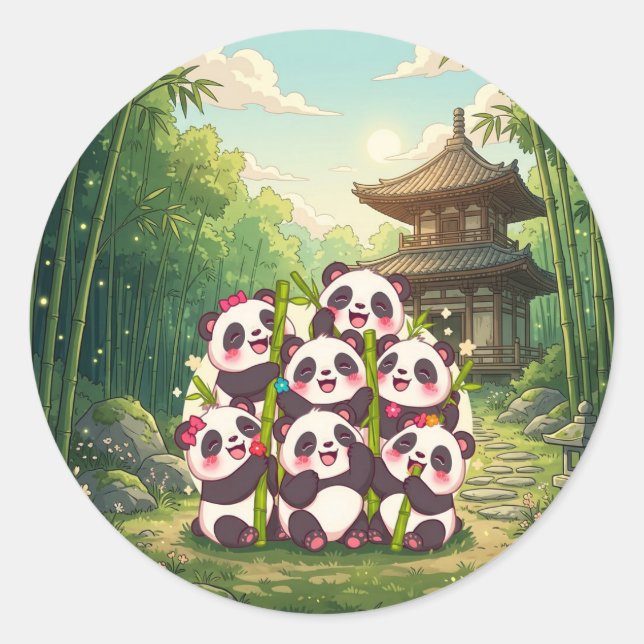 Adesivo do Jardim de Bambu do Panda Fofo (Frente)