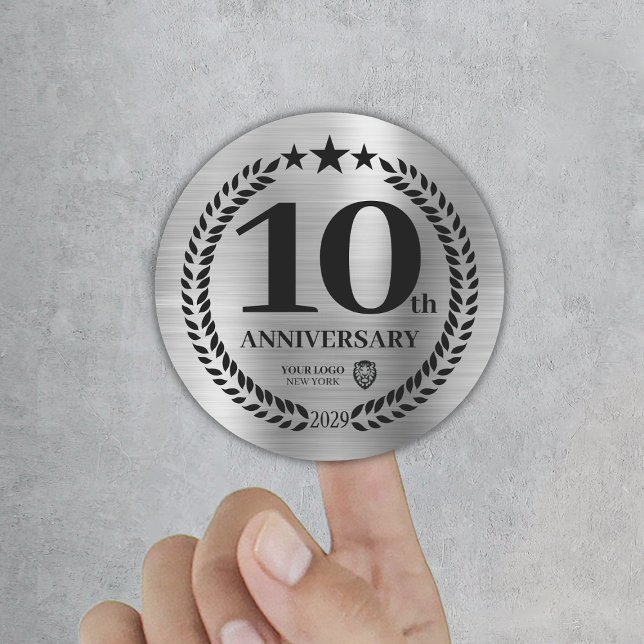 Adesivo do logotipo comercial do Silver 10º aniver (Silver 10th Anniversary Business Logo Sticker
)