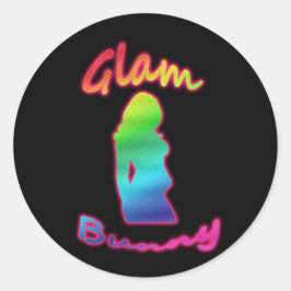 Adesivo do logotipo Rainbow Glam Bunny Round