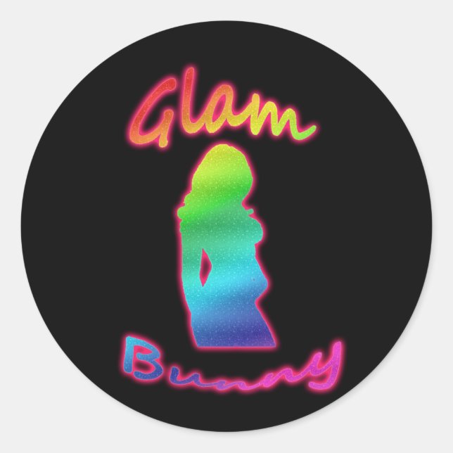 Adesivo do logotipo Rainbow Glam Bunny Round (Frente)