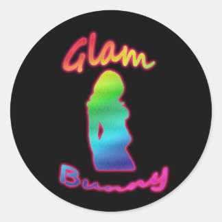 Adesivo do logotipo Rainbow Glam Bunny Round