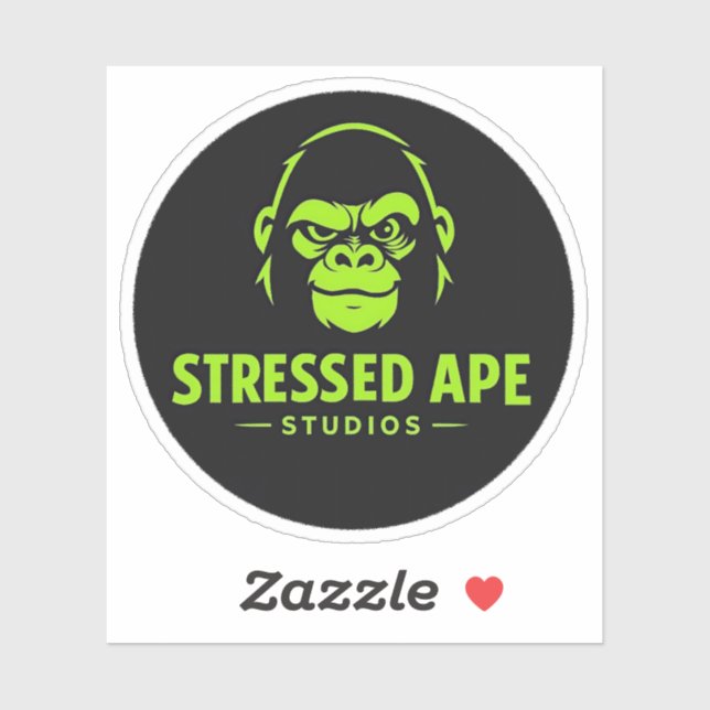 Adesivo do Logotipo Verde da Stressed Ape Studios (Folha)