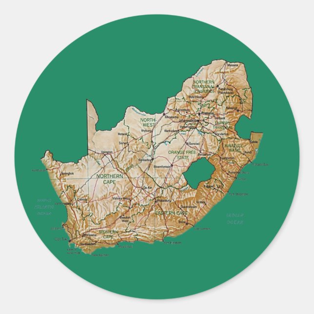 Adesivo do Mapa da África do Sul (Frente)