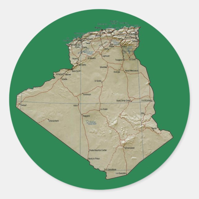 Adesivo do Mapa da Argélia (Frente)