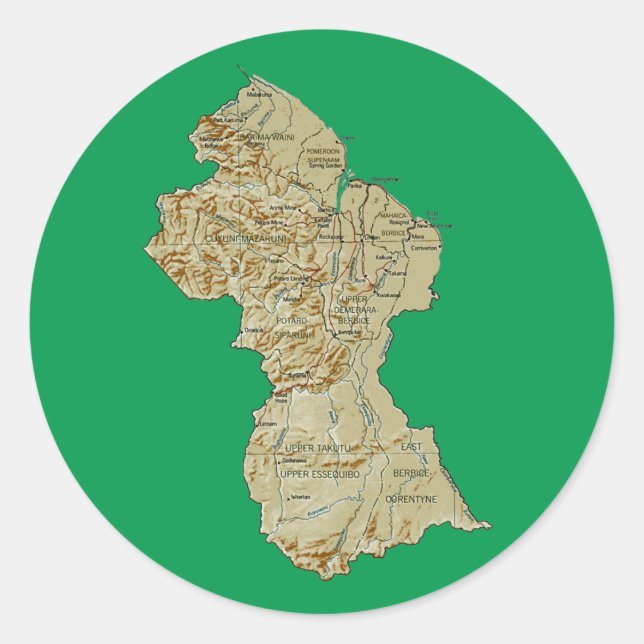 Adesivo do Mapa da Guiana (Frente)