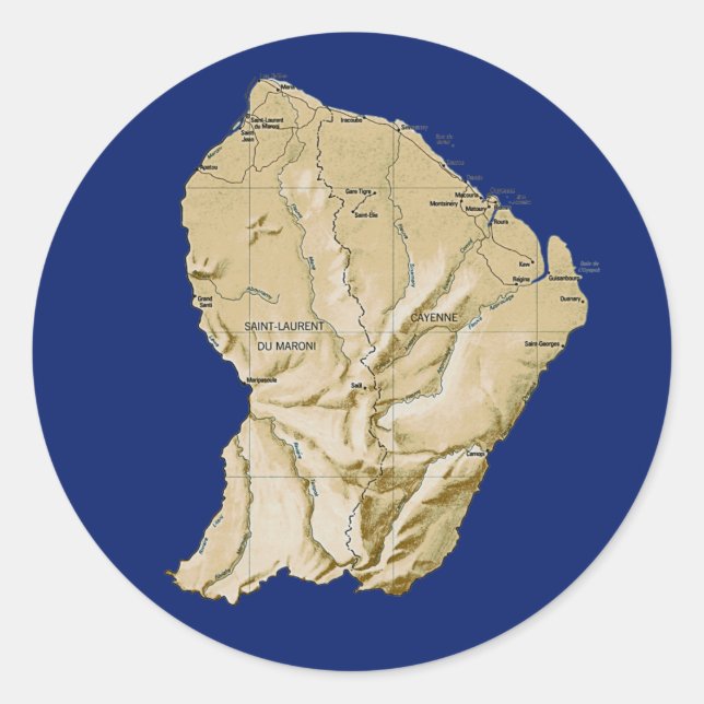 Adesivo do Mapa da Guiana Francesa (Frente)