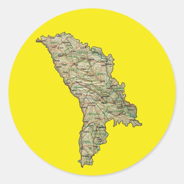 Adesivo do Mapa da Moldávia (Frente)