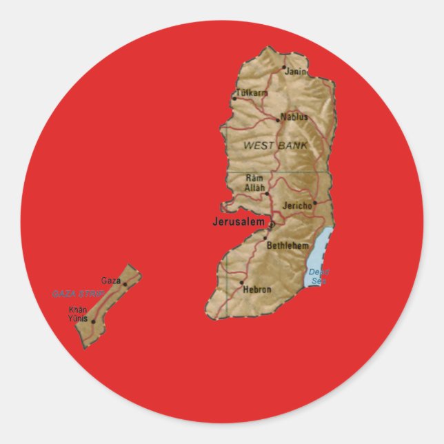 Adesivo do Mapa da Palestina (Frente)
