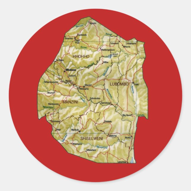 Adesivo do Mapa de Eswatini (Frente)