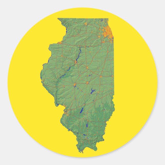 Adesivo do Mapa de Illinois (Frente)