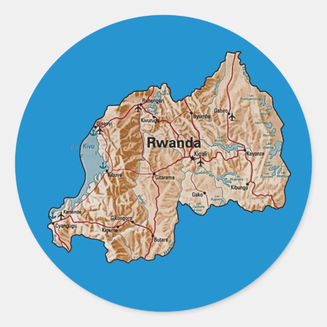 Adesivo do Mapa de Ruanda (Frente)