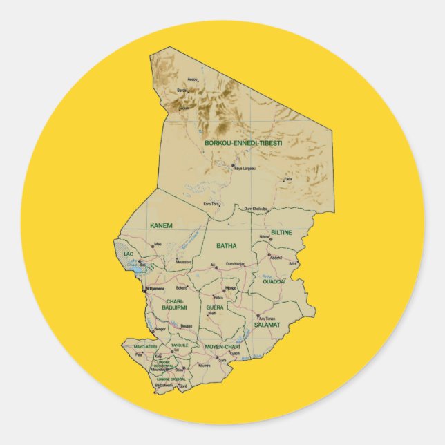 Adesivo do Mapa do Chade (Frente)