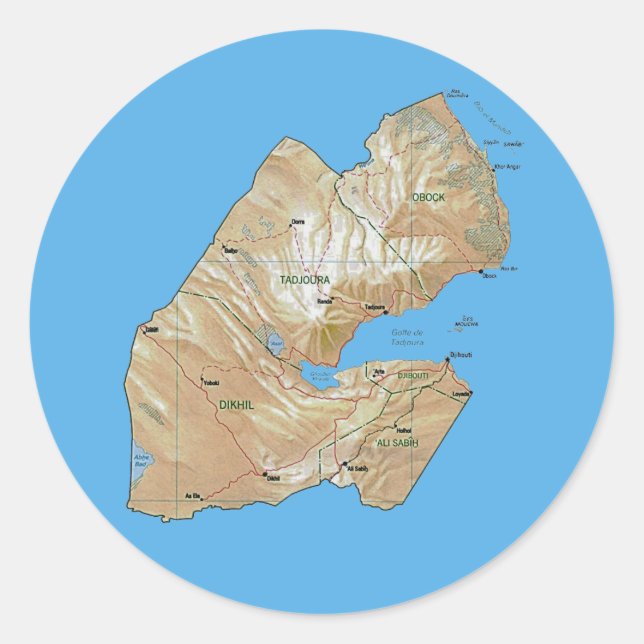 Adesivo do Mapa do Djibuti (Frente)