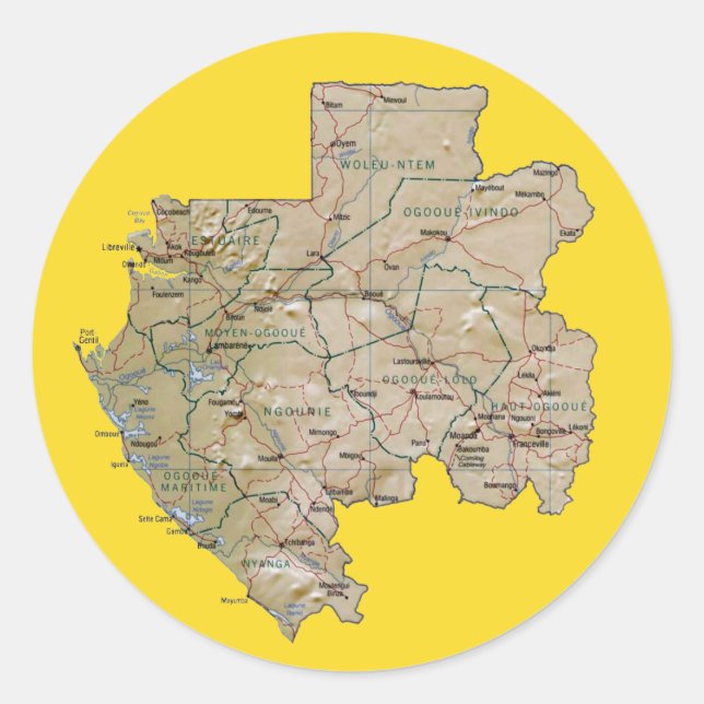 Adesivo do Mapa do Gabão (Frente)