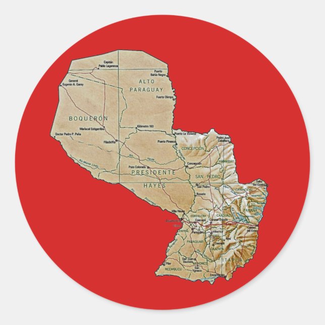 Adesivo do Mapa do Paraguai (Frente)