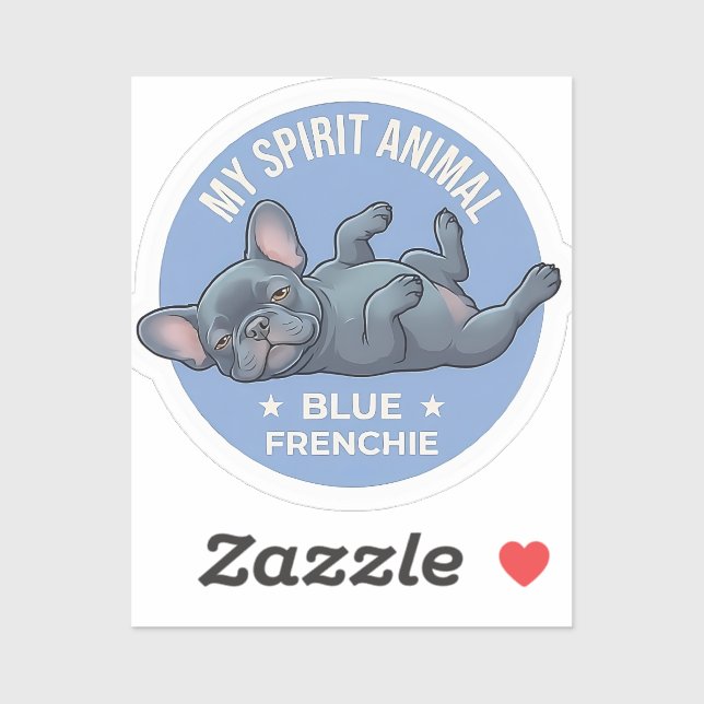 Adesivo do meu animal espiritual Blue Frenchie (Folha)