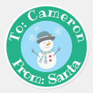 Adesivo do Papai Noel com Nome Personalizado Snowm