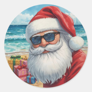 Adesivo do Papai Noel na Praia - Vibrações de Féri