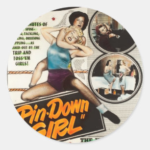 Adesivo Do Pin senhora Lutador Poster do vintage da menina