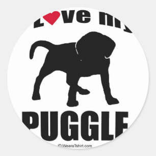 ADESIVO DO "RAÇA CÃO" - PUGGLE - "EU AMO MEU PUGGLE "