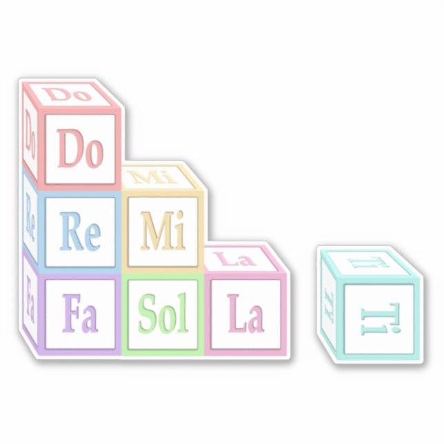 Adesivo "Do Re Mi" Bloqueios Musicais De Bebês Empilhados  (Frente)