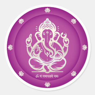 Adesivo do Senhor Ganesha Roxo Real Luxo Dourado