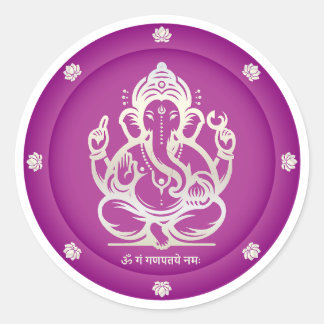 Adesivo do Senhor Ganesha Roxo Real Luxo Dourado
