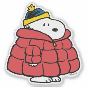 Adesivo do Snoopy de Inverno com Casaco Puffer