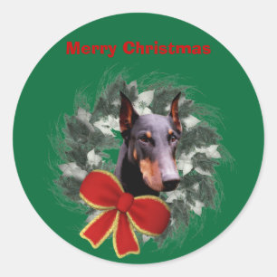 Adesivo Doberman E Wreath Natal Sticker