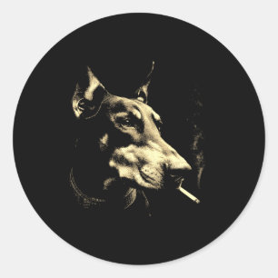 Adesivo Doberman fumando cigarro grunge vintage meme 90s