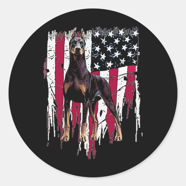 Adesivo Doberman Pinscher American Flag Usa Incrível (Frente)