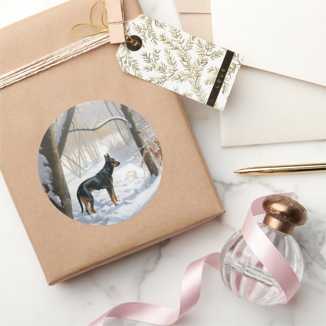 Adesivo Doberman Pinscher Deixa-o nevar no Natal (Presentear)