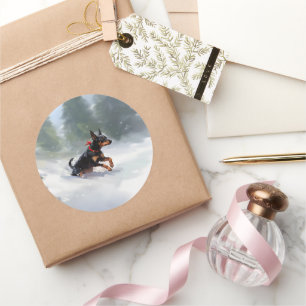 Adesivo Doberman Pinscher Inverno de Natal