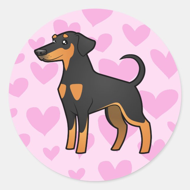 Adesivo Doberman Pinscher Love (orelhas de disquete) (Frente)