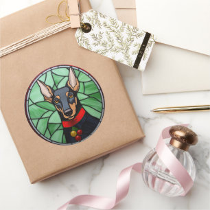 Adesivo Doberman Pinscher Vidro de Catedral Natal