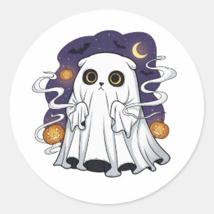 Adesivo Dobro Dispersado - Ghost Cat Halloween Dourado Esc