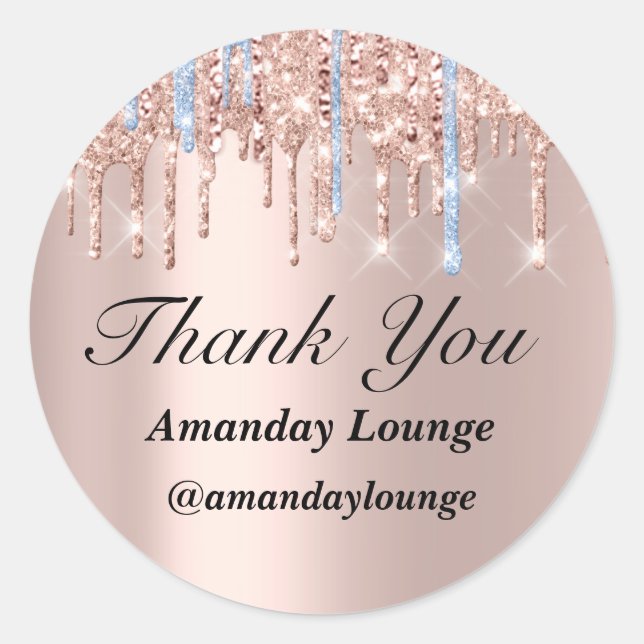 Adesivo Doce 16º Chá de panela Obrigado Azul de Casamento (Frente)