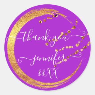 Adesivo Doce 16º Obrigado Data Casamento Rosa Dourado Fúcs