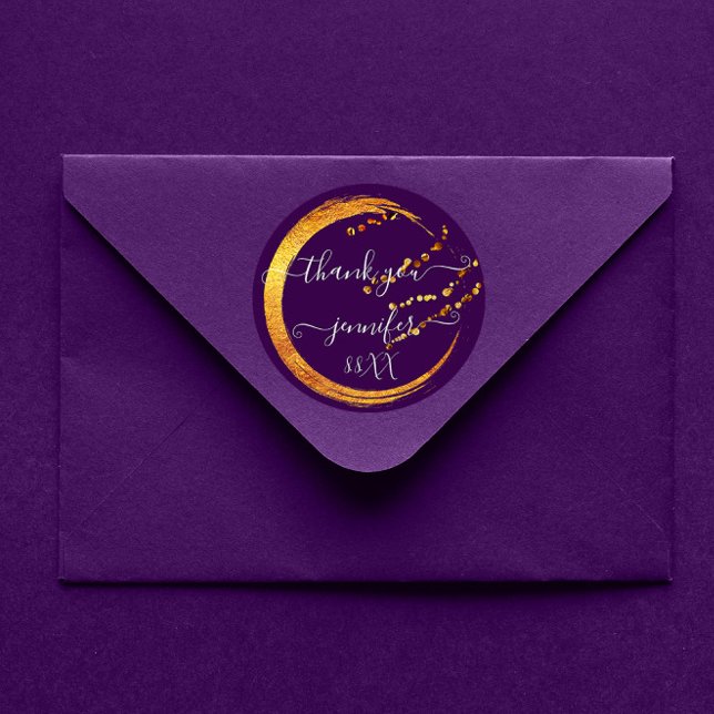 Adesivo Doce 16º Obrigado Data Noiva Roxo Dourado Mel (Criador carregado)