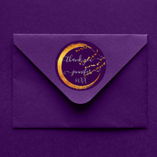 Adesivo Doce 16º Obrigado Data Nupcial Roxo Dourado Mel