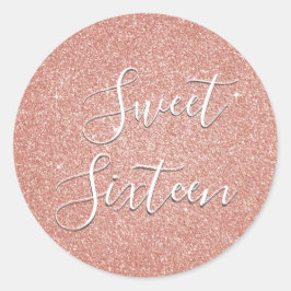 Adesivo Doce 16 Aniversário - Rosa Dourado Brilhante Rosa
