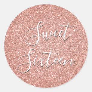 Adesivo Doce 16 Aniversário - Rosa Dourado Brilhante Rosa