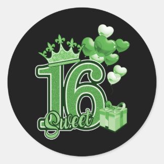 Adesivo Doce 16 de aniversário verde